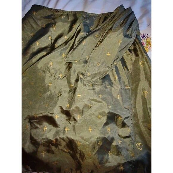 NET Sz 14 Vtg 100% Silk Top & Wrap Skirt Set Outfit Hearts & X's Novelty - Picture 9 of 9